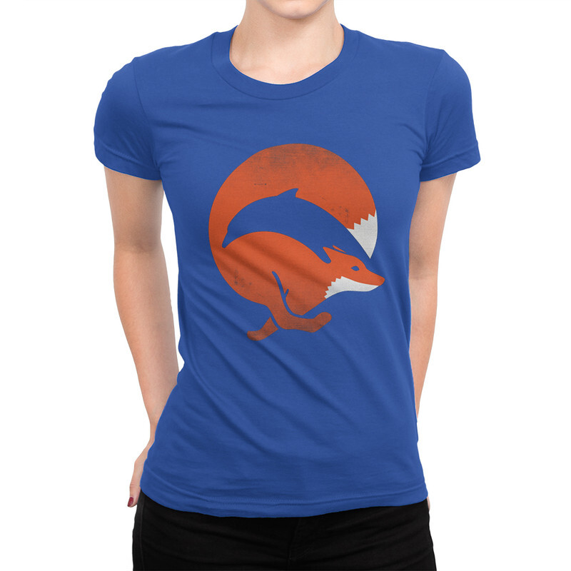

Футболка женская Dream Shirts Лиса и дельфин 599368111 синяя S, Синий, Лиса и дельфин 599368111