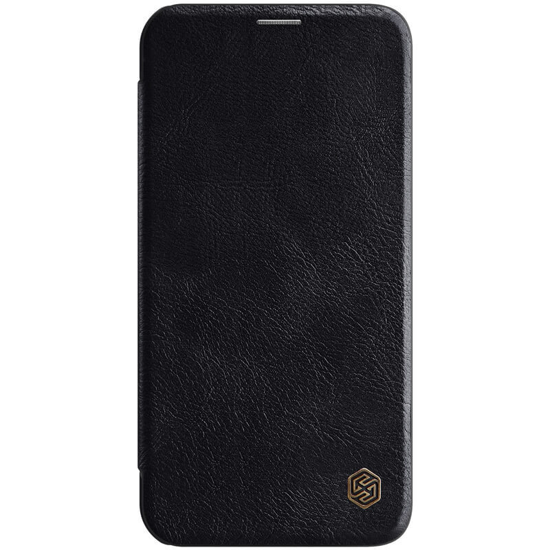 фото Кожаный чехол-книжка nillkin leather qin для iphone 12 mini (черный)