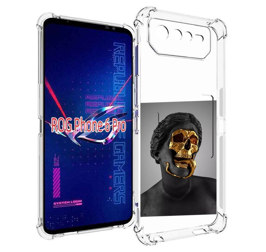 

Чехол MyPads золотой череп в статуе для Asus ROG Phone 6 Pro, Прозрачный, Tocco