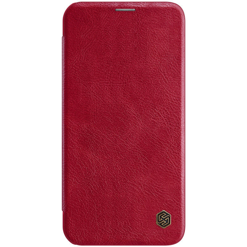 фото Кожаный чехол-книжка nillkin leather qin для iphone 12 pro max (красный)