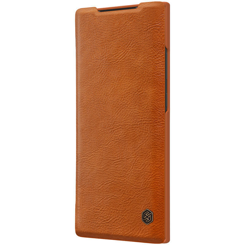 фото Кожаный чехол-книжка nillkin leather qin для samsung galaxy note 20 ultra (коричневый)