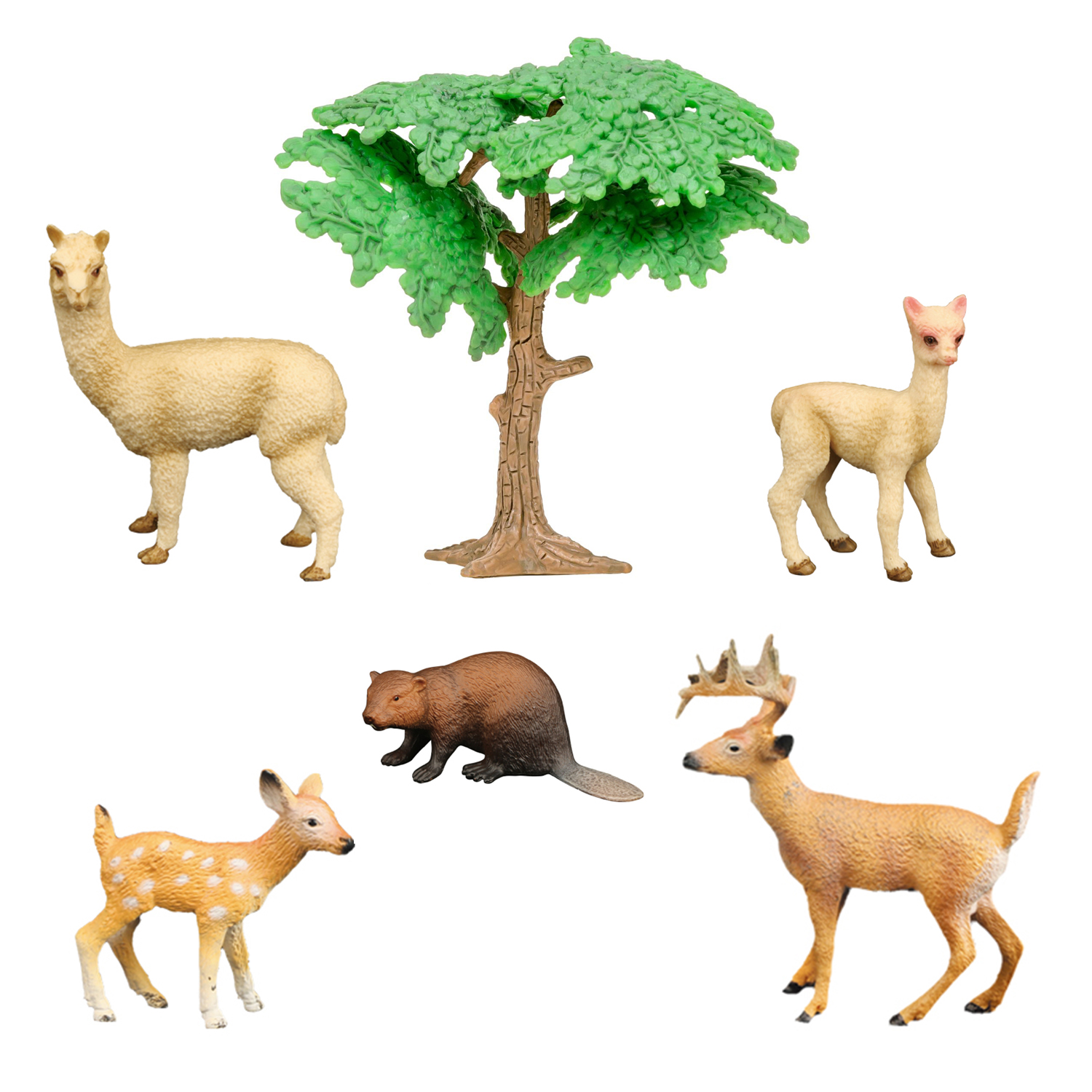 Игровые наборы Набор фигурок Masai Mara: бобер, лама с детенышем, 6 предметов MM211-227