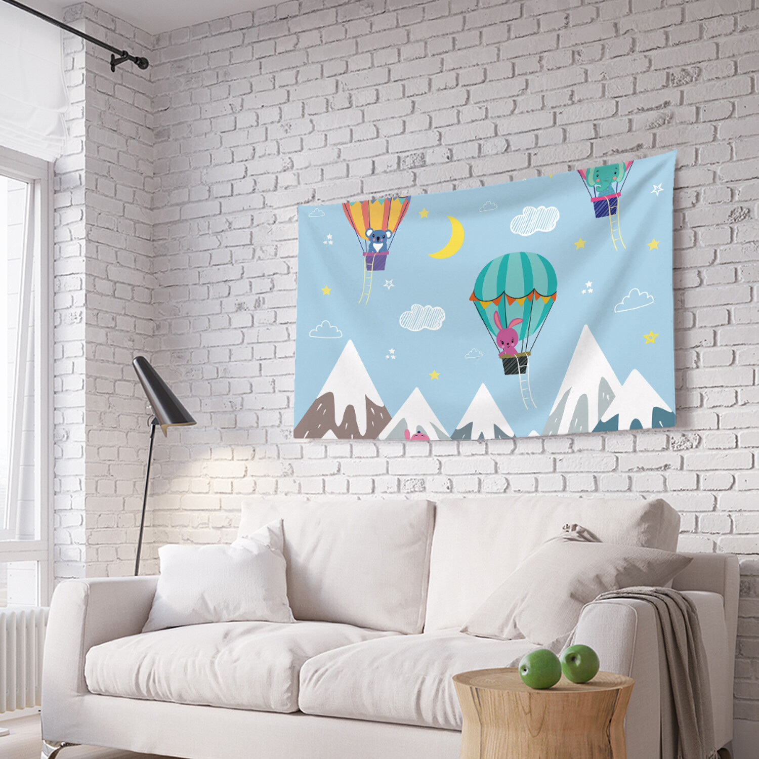 

Горизонтальное фотопанно на стену "Волшебное путешествие зверят" из ткани 150х200 см, Волшебное путешествие зверят