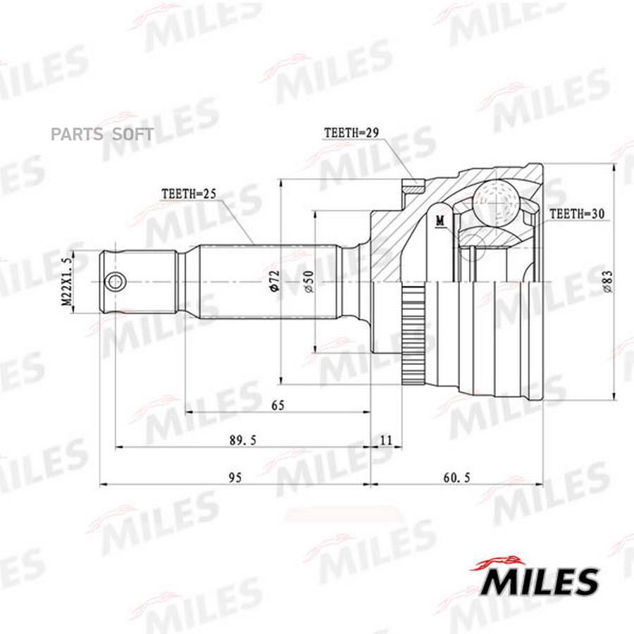 

MILES ШРУС наружный ELANTRA XD с ABS GSP 839067 GA20637