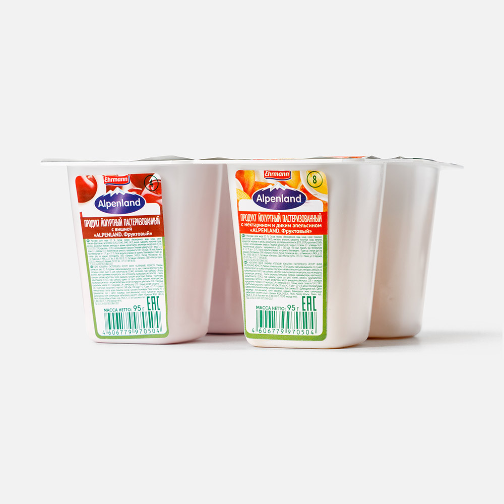 Продукт йогуртный Alpenland вишня, нектарин и дикий апельсин, 0,3%, 95 г