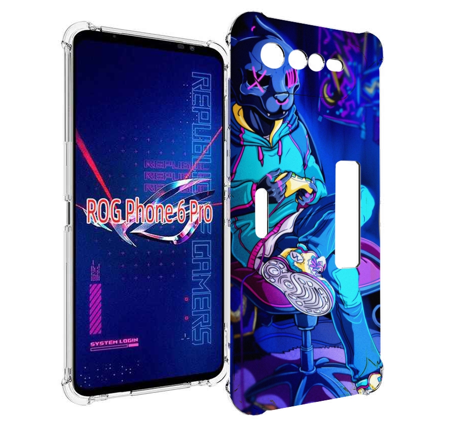 

Чехол MyPads киберпанк игрок для Asus ROG Phone 6 Pro, Прозрачный, Tocco