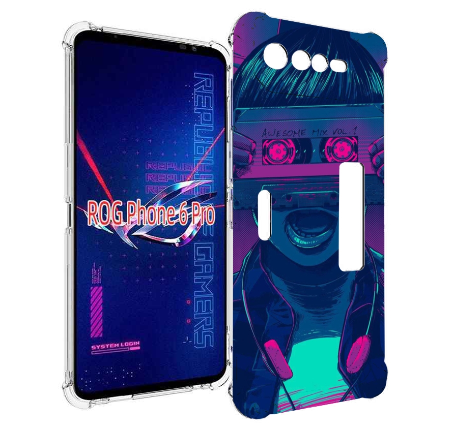 

Чехол MyPads киберпанк с кассетой для Asus ROG Phone 6 Pro, Прозрачный, Tocco