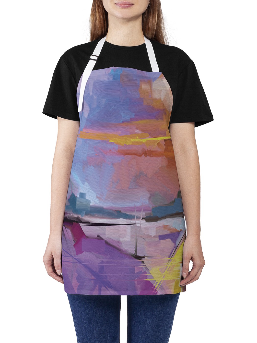 фото Фартук женский joyarty для готовки "абстрактная живопись маслом", универсальный размер