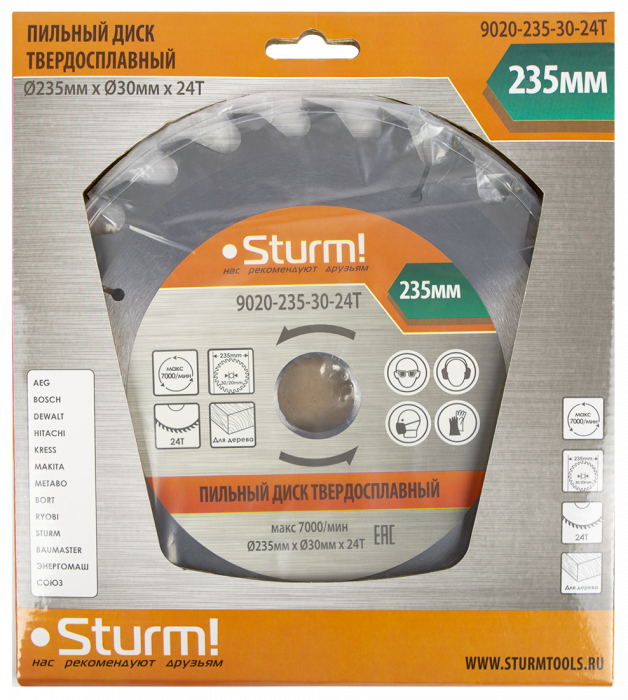 Диск пильный Sturm! 9020-235-30-24T пильный диск по дереву sturm 9020 185 20 48t