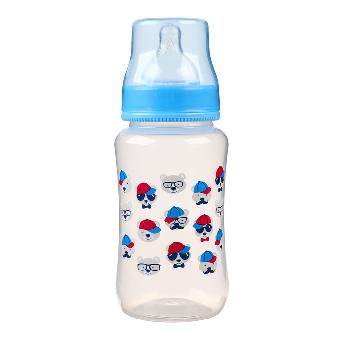 Бутылочка для кормления, 320 мл., широкое горло, цвет голубой