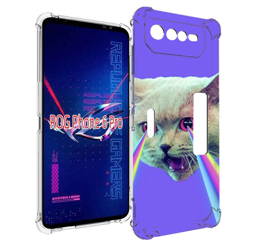 

Чехол MyPads кот с радугой в глазах для Asus ROG Phone 6 Pro, Прозрачный, Tocco