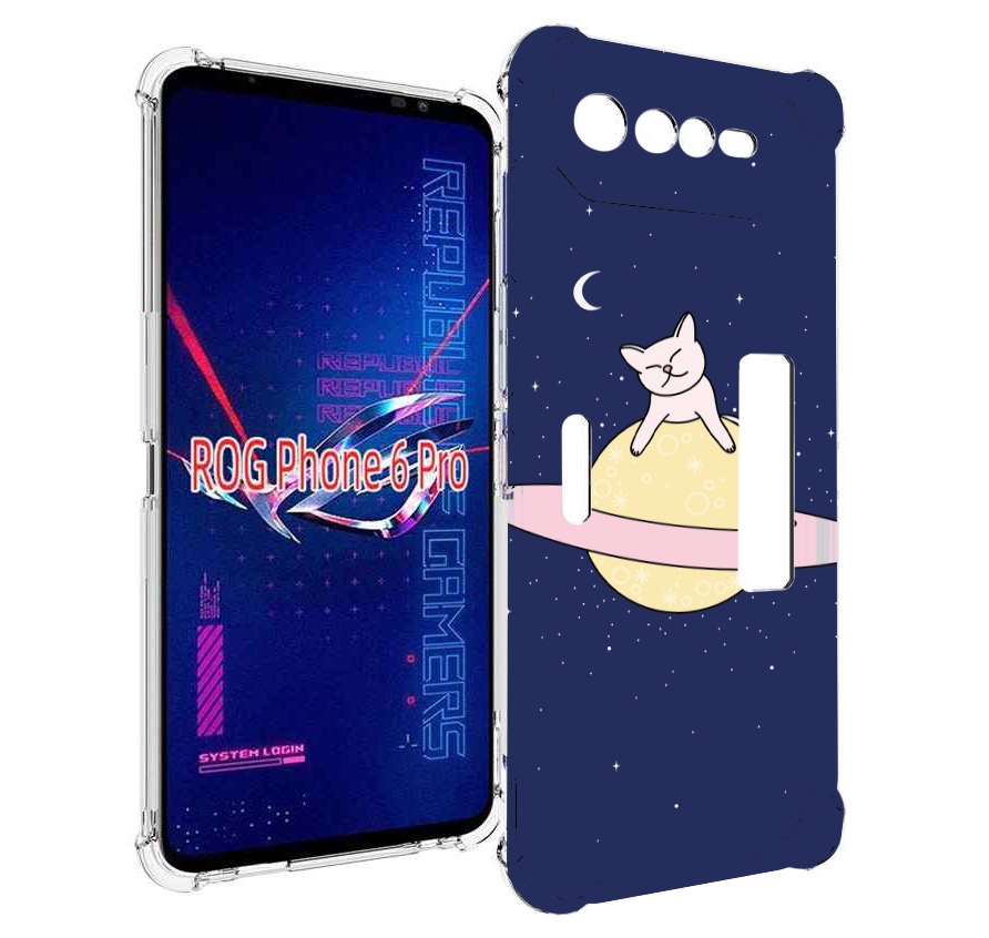 

Чехол MyPads котик на планете для Asus ROG Phone 6 Pro, Прозрачный, Tocco