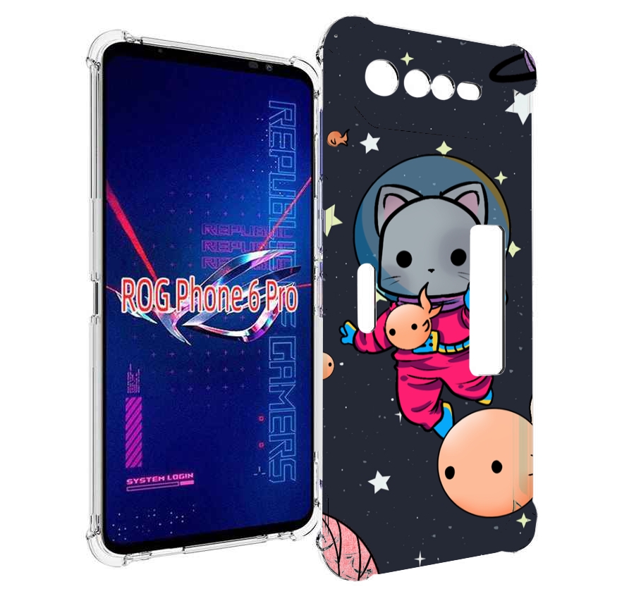 

Чехол MyPads котик-с-рыбкой-в-космосе для Asus ROG Phone 6 Pro, Прозрачный, Tocco