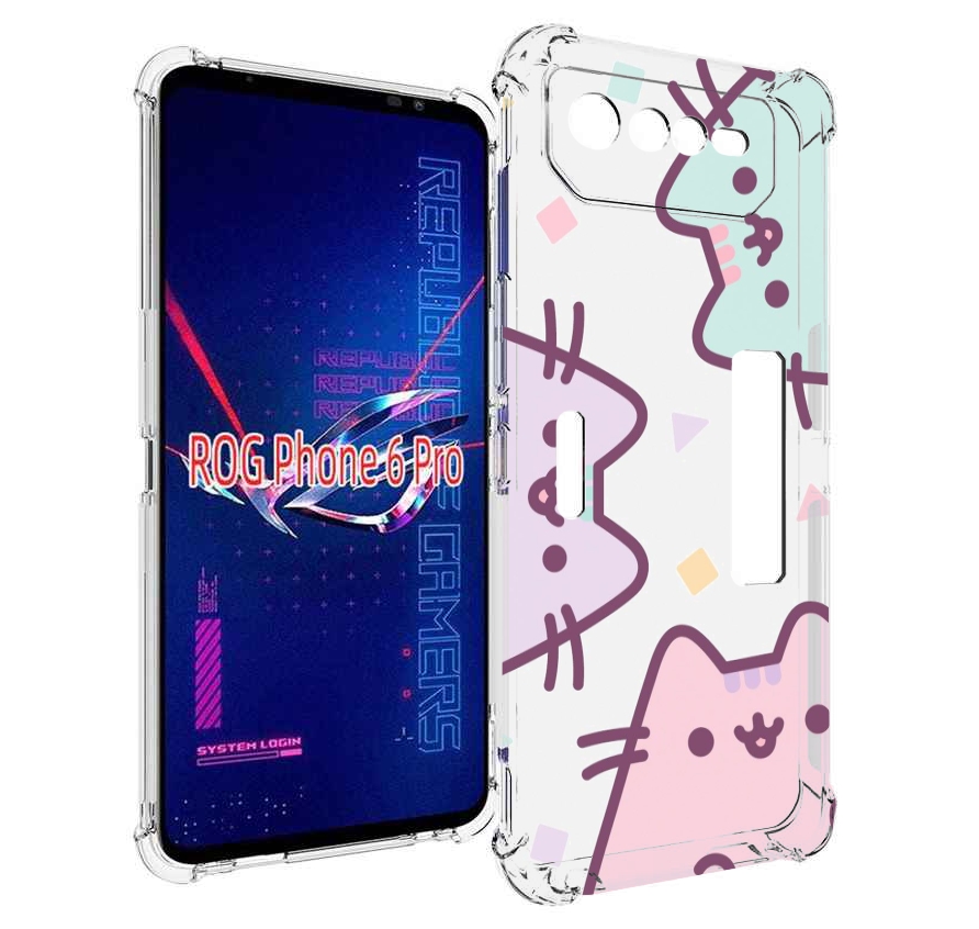 

Чехол MyPads котики зеленый фиолетовый розовый женский для Asus ROG Phone 6 Pro, Прозрачный, Tocco