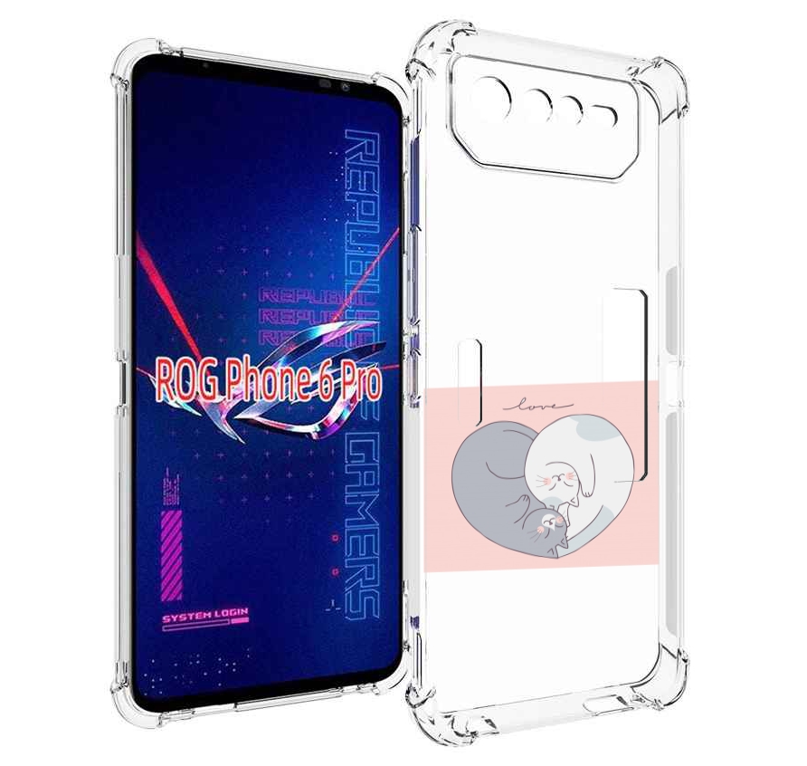 

Чехол MyPads котики-в-форме-сердца для Asus ROG Phone 6 Pro, Прозрачный, Tocco