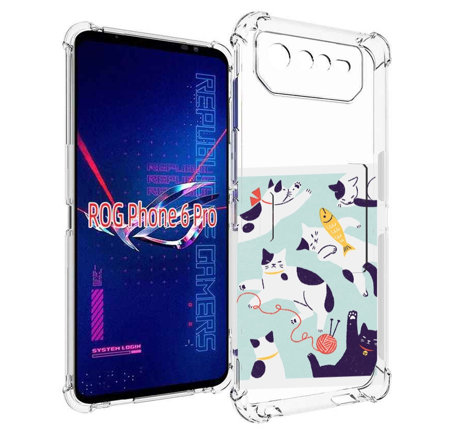 

Чехол MyPads коты-с-клубками для Asus ROG Phone 6 Pro, Прозрачный, Tocco