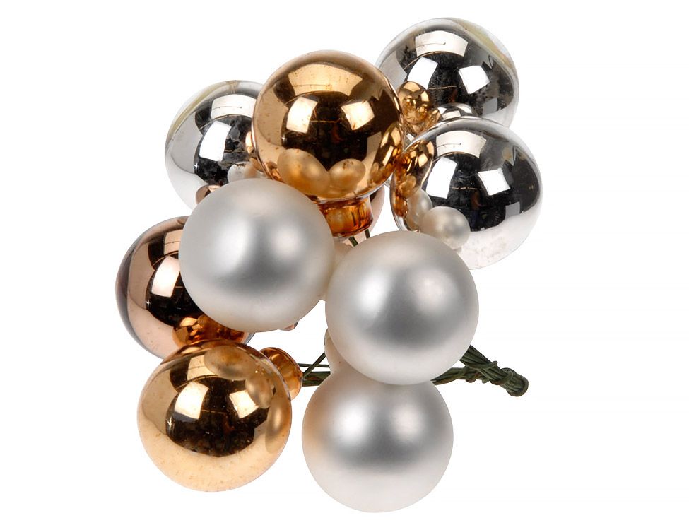 Подвесное украшение новогоднее Гроздь из шаров 2 см в ассортименте