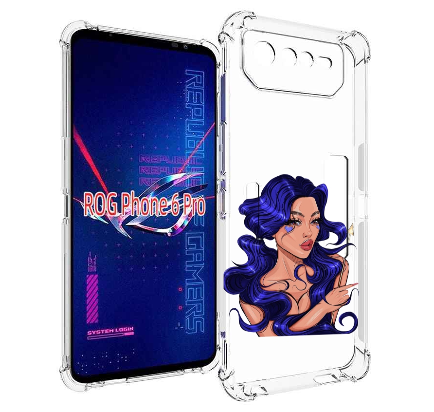 

Чехол MyPads красивая-девушка-с-синими-волосами женский для Asus ROG Phone 6 Pro, Прозрачный, Tocco