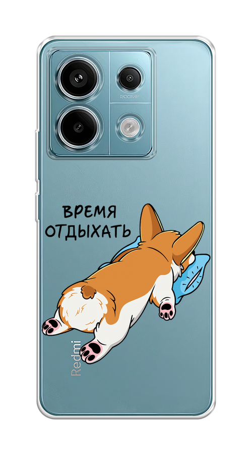 

Чехол на Xiaomi Redmi Note 13 Pro 5G "Корги отдыхает", Черный;коричневый;голубой, 320150-1