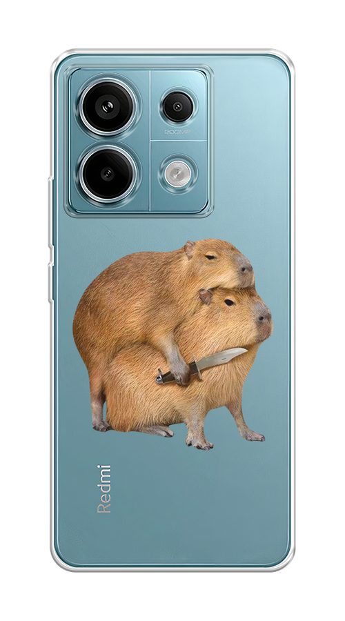 

Чехол на Xiaomi Redmi Note 13 Pro 5G "Капибара с ножом", Бежевый, 320150-1
