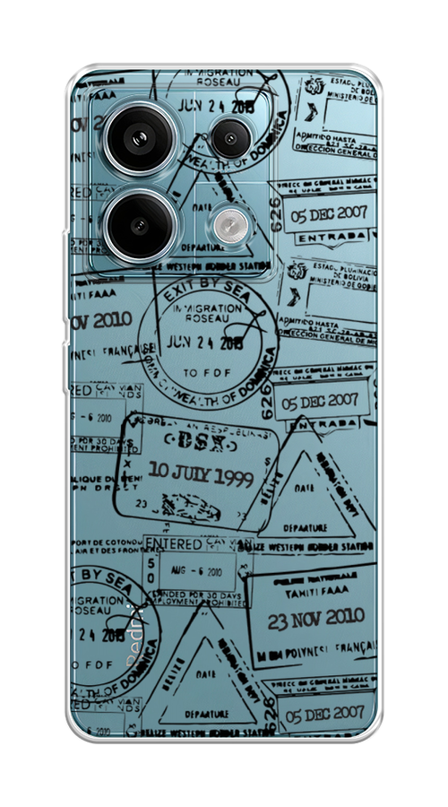 

Чехол на Xiaomi Redmi Note 13 Pro 5G "Visa stamps 2", Белый;черный;серый, 320150-1