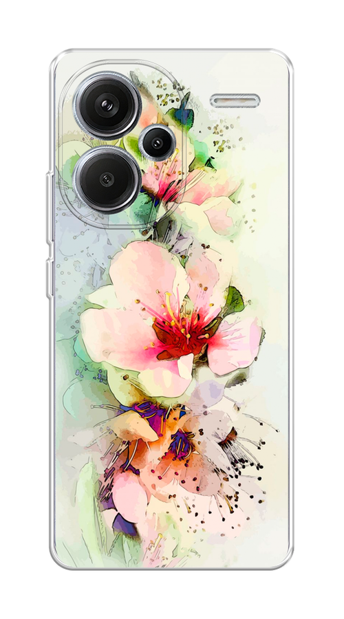 

Чехол на Xiaomi Redmi Note 13 Pro+ "Нежные цветы", Зеленый;розовый, 320250-1