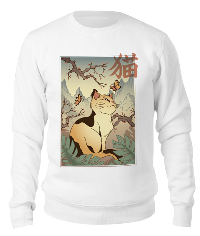 

Свитшот унисекс Printio Japanese cat белый 2XL, Japanese cat