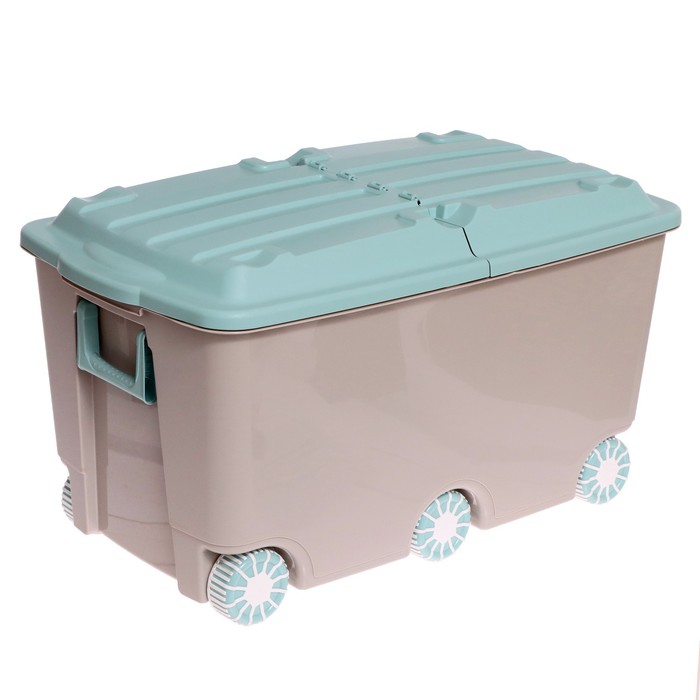 Пластишка Ящик для игрушек на колесах, 66,5 л., 68,5x39,5x38,5 см, цвет светло-бежевый
