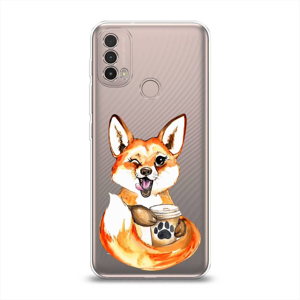 

Чехол на Lenovo K14 Plus "Подмигивающая лиса с кофе", Оранжевый;белый;коричневый, 243650-4
