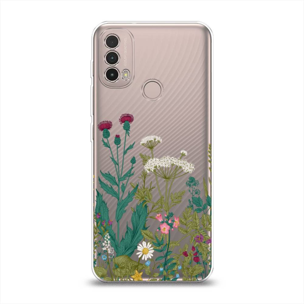 

Чехол на Lenovo K14 Plus/Motorola Moto E20/E30/E40 "Дикие полевые цветы", Зеленый;розовый;белый, 243650-2