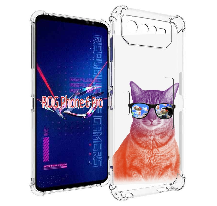 

Чехол MyPads крутой кот-2 для Asus ROG Phone 6 Pro, Прозрачный, Tocco