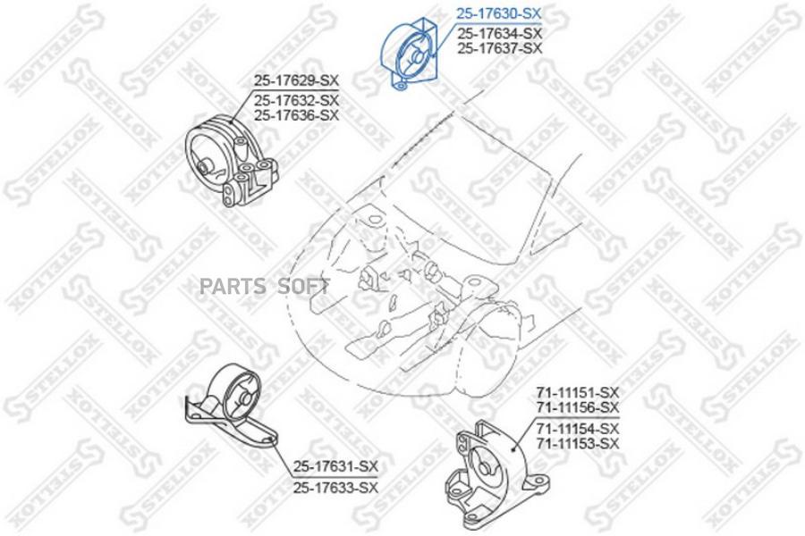 

25-17630-sx_подушка двигателя передняя mitsubishi chariot/space wagon grandis n84w/n94w 1