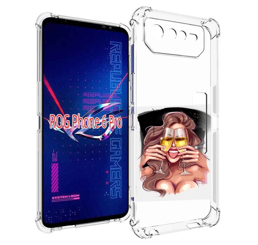 

Чехол MyPads любительница-шампанского-модель женский для Asus ROG Phone 6 Pro, Прозрачный, Tocco