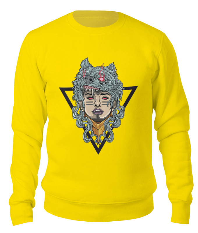 

Свитшот унисекс Printio Wolf girl желтый 2XL, Wolf girl