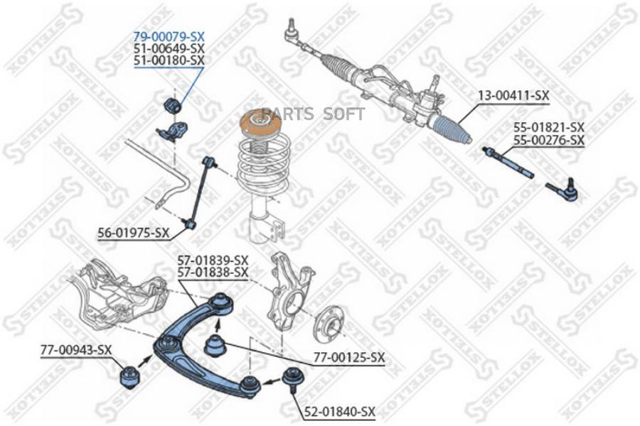 

79-00079-sx_втулка стабилизатора переднего центральная d22 peugeot 307 1.4-2.0/1.4hdi/2.0