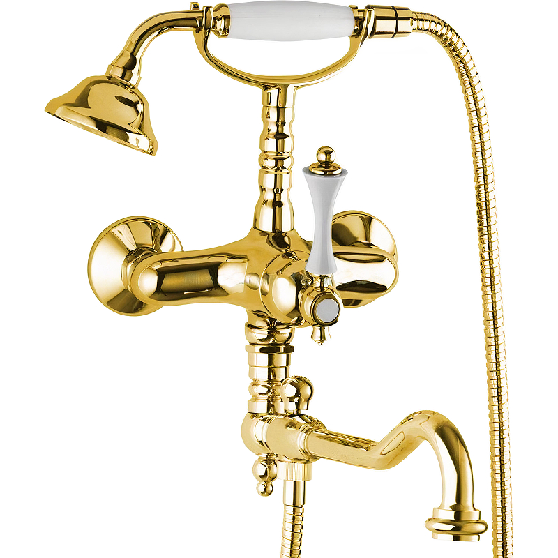 Cezares Margot Смеситель для ванны с ручным душем и повортным изливом цвет золото 24 карат