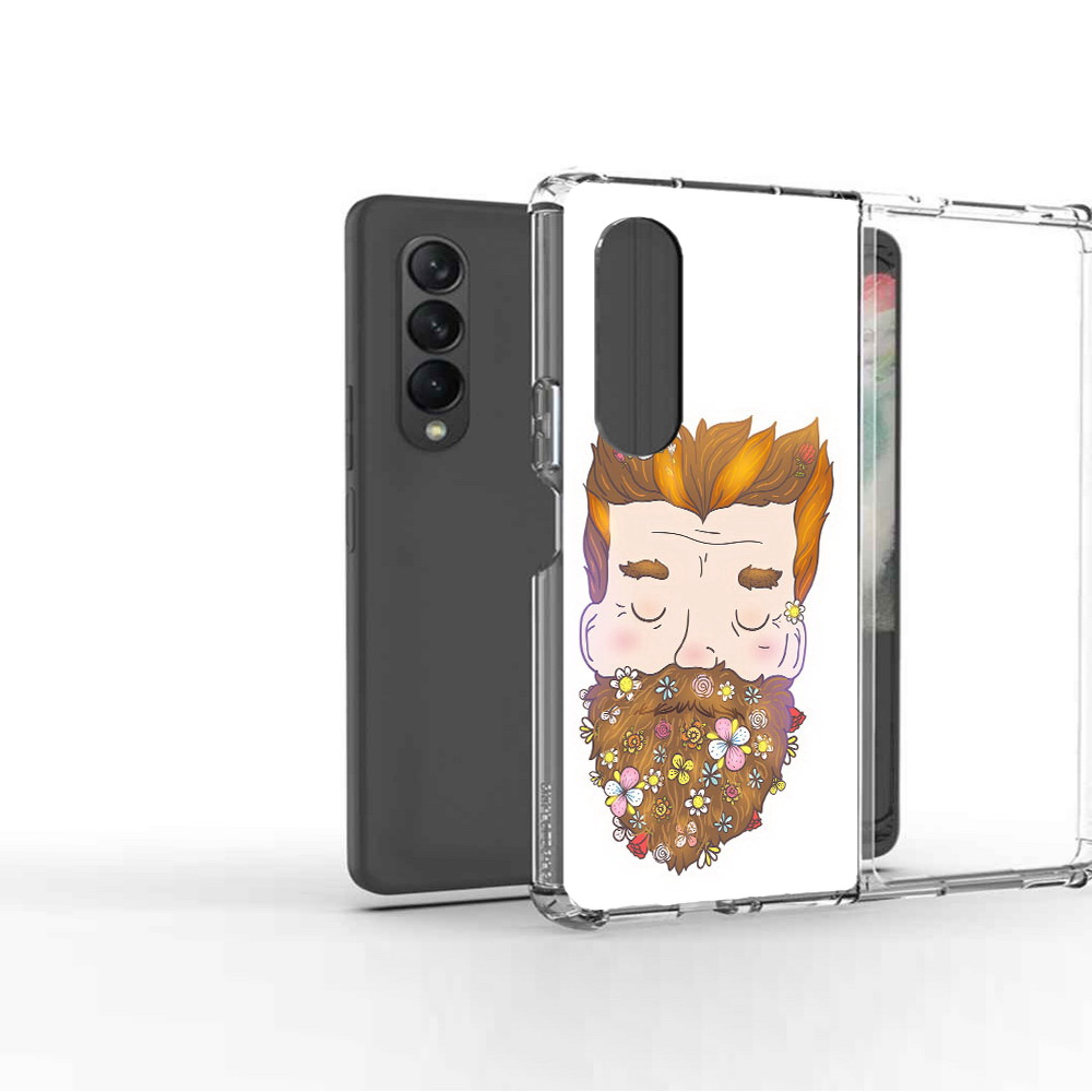 

Чехол MyPads Tocco для Samsung Galaxy Z Fold2 мужчина с цветами в бороде, Прозрачный, Tocco