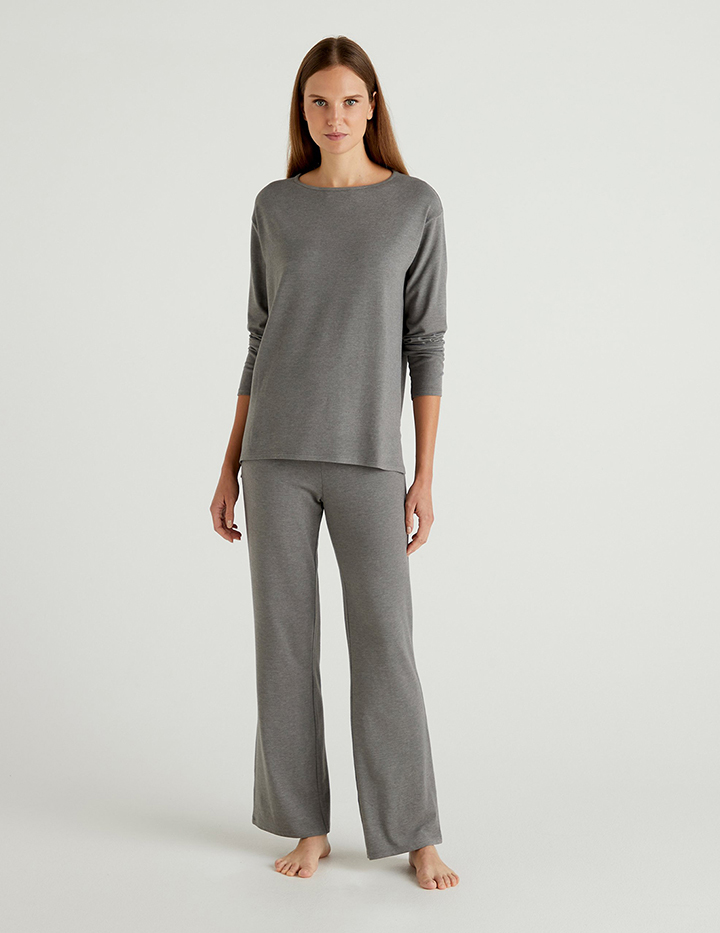 

Пижама женская United Colors of Benetton 21A_3L333P2G7 серая L, 21A_3L333P2G7