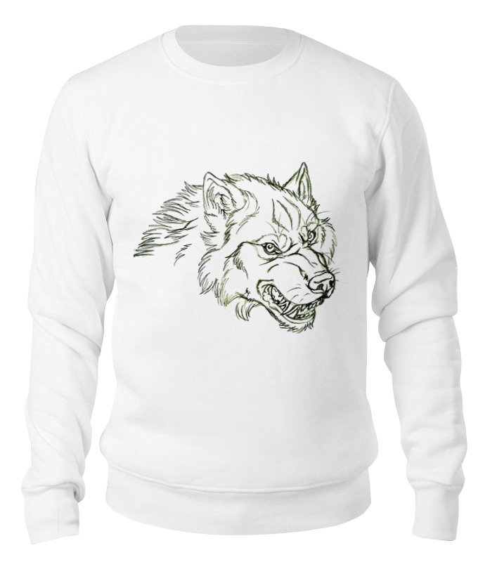 

Свитшот унисекс Printio Angry wolf толстовка белый 2XL, Angry wolf толстовка