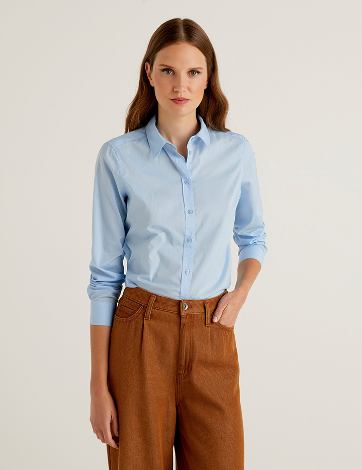 

Рубашка женская United Colors of Benetton 21A_5CQY5QC13 голубая XL