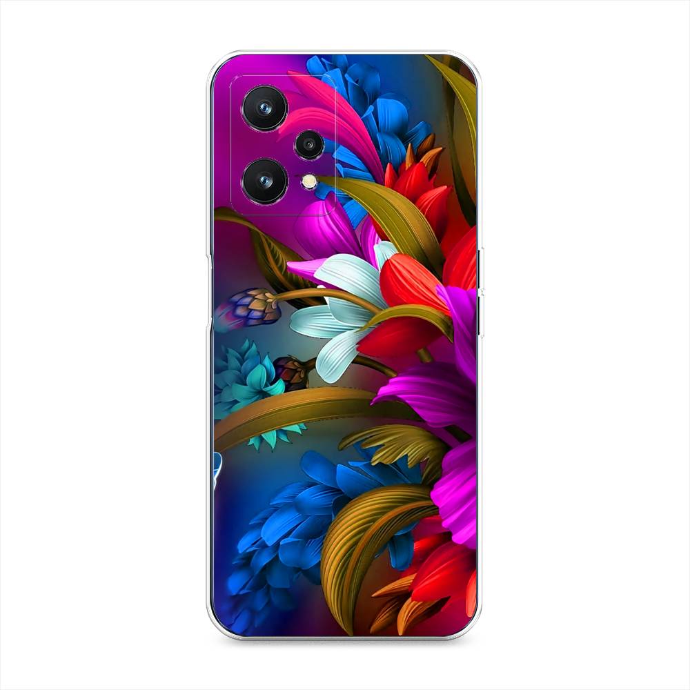 

Чехол на Realme 9 Pro Фантастические цветы, Фиолетовый;красный;синий, 2511150-2