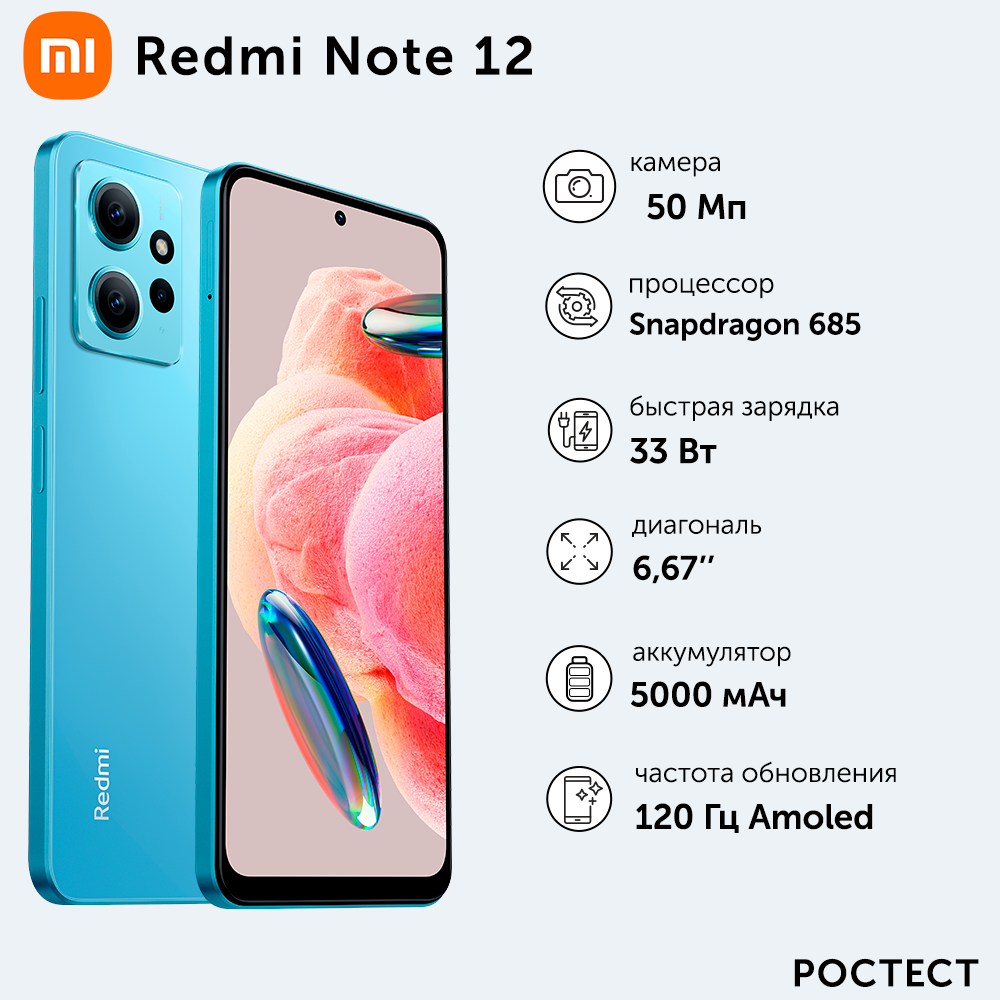 Смартфон Xiaomi Redmi Note 12 6/128GB Ice blue