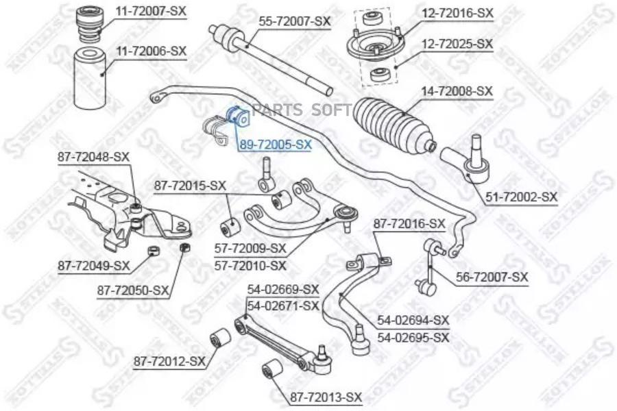 

89-72005-sx_втулка стабилизатора переднего центральная d18 mitsubishi galant 92-96/eclips