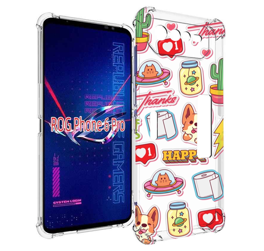 

Чехол MyPads милые-стикеры-корги для Asus ROG Phone 6 Pro, Прозрачный, Tocco