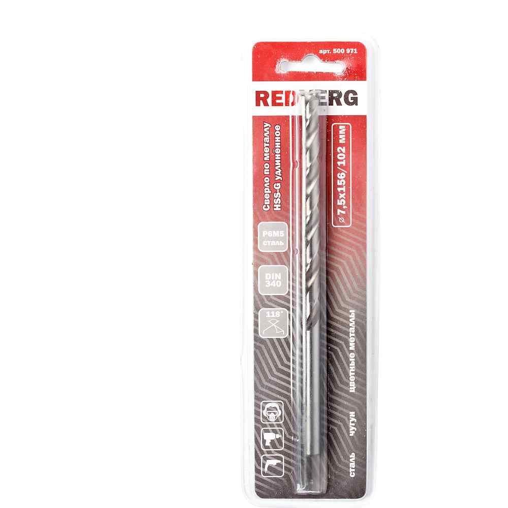Сверло по металлу RedVerg удлиненное HSS-G 7 мм(500961) сверло удлиненное по дереву 10х160 мм redverg 600741 6621307