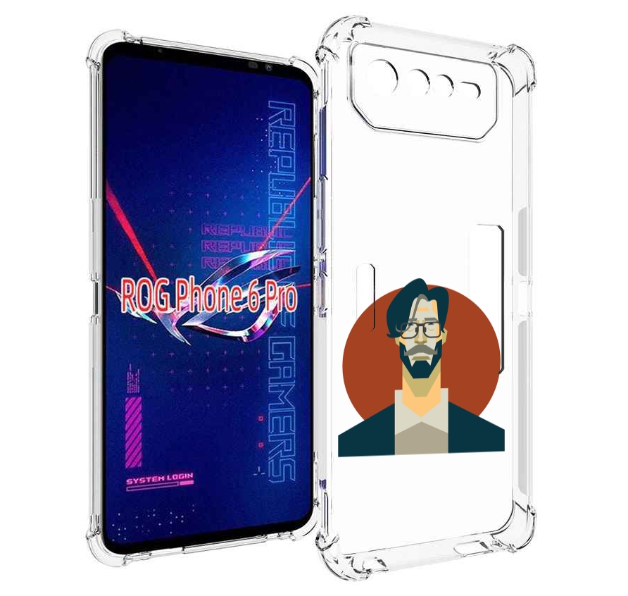 

Чехол MyPads мужичек-в-очках для Asus ROG Phone 6 Pro, Прозрачный, Tocco