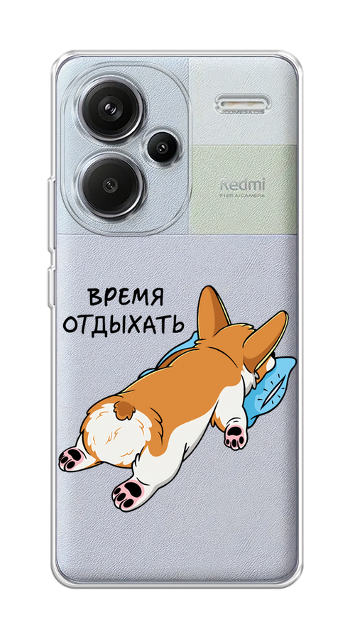 

Чехол на Xiaomi Redmi Note 13 Pro+ "Корги отдыхает", Черный;коричневый;голубой, 320250-1