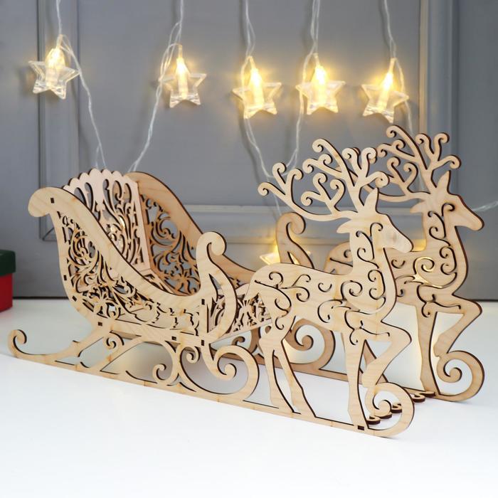 

Шкатулка дерево для конфет "Новогодние Упряжка" (набор 7 деталей) 44х24х12,5 см