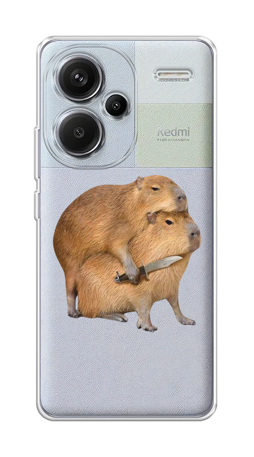 

Чехол на Xiaomi Redmi Note 13 Pro+ "Капибара с ножом", Бежевый, 320250-1
