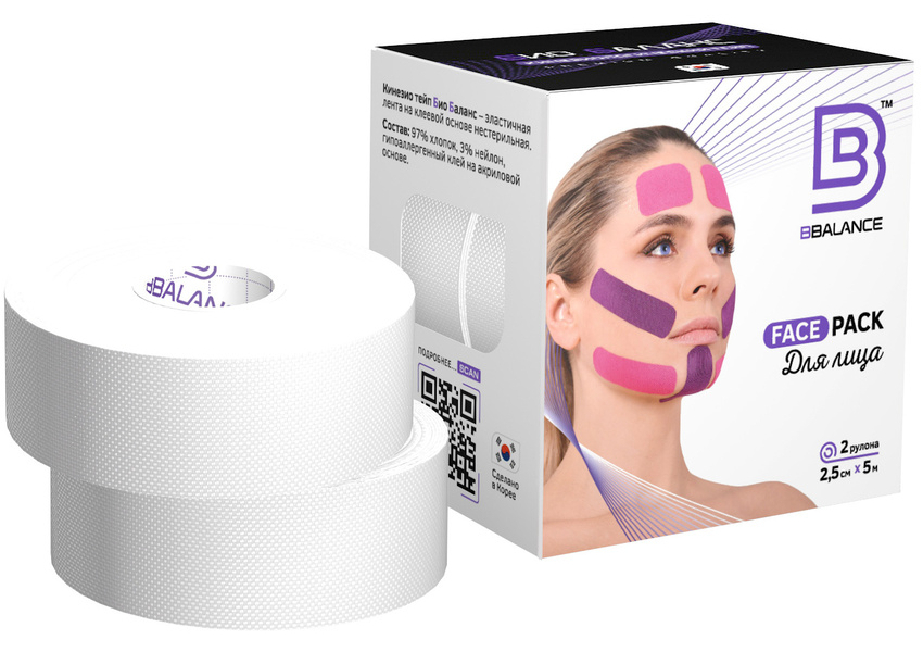 

Кинезиотейп Bbalance Face Tape белый 10671-19209, Face Tape